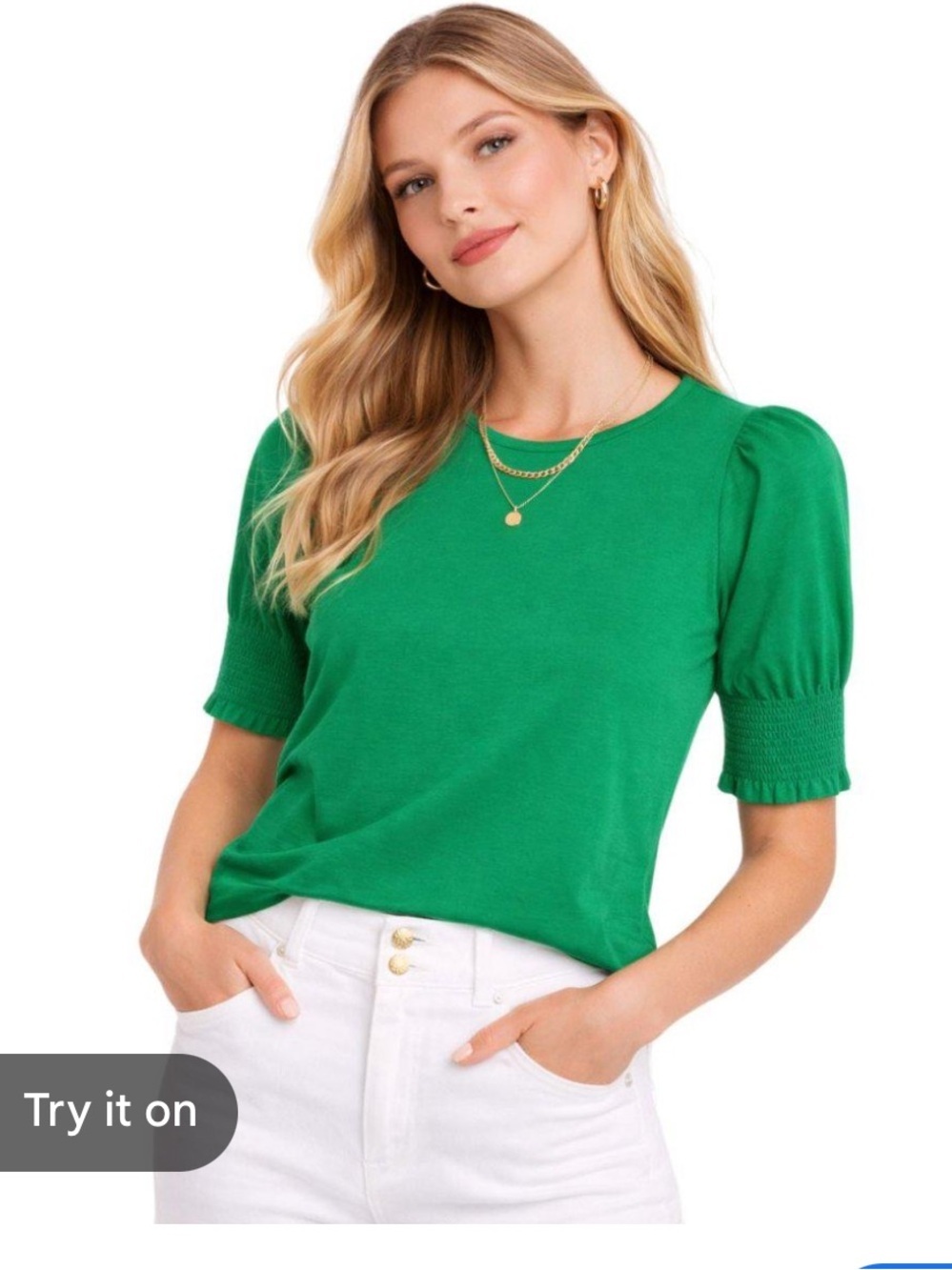 NWT Boden Short Sleeve Smocked Cuff Top Size 6